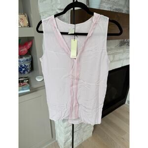 Ecru Women's Pink Hydrangea V Neck Sleeveless Blouse Top Size S